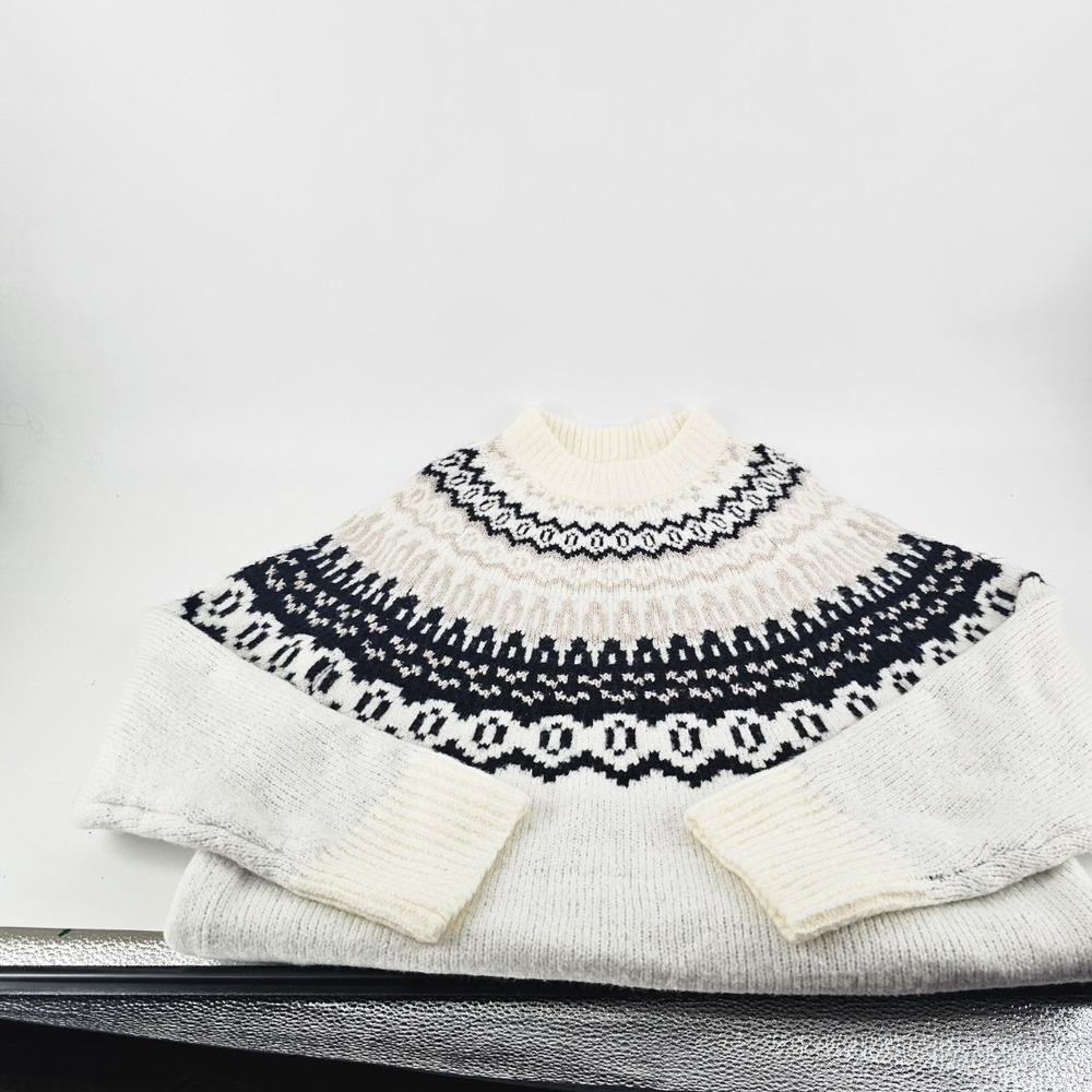 Universal Thread Sweater Women S White Excellent Fair Isle Mock Neck Pullover